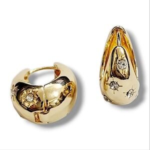 Boutique Vintage Inpired Gold Chunky Hoop Star Earrings